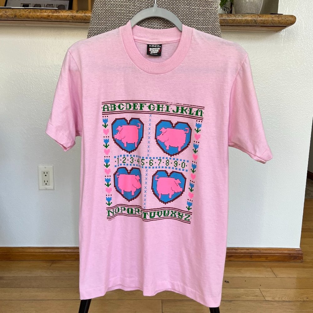 Vintage Screen Stars Best Pink retro pig heart design